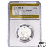 1932-D Washington Silver Quarter PGA MS64+