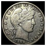 1908-O Silver Barber Half Dollar ABOUT UNCIRCULATE