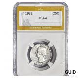 1932 Washington Silver Quarter PGA MS64