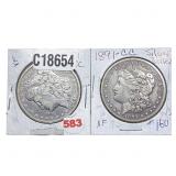 [2 Coins] 1891-CC Morgan Silver Dollar