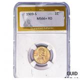 1909-S Wheat Cent PGA MS66+ RD
