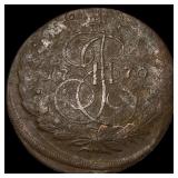 1770 Russia Catherine II Copper 5 Kopecks  NEARLY