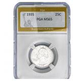 1935 Washington Silver Quarter PGA MS65
