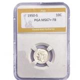 1950-S Roosevelt Dime PGA MS67+ FB