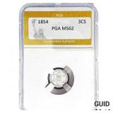 1854 Silver Three Cent PGA MS62