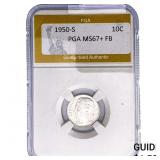 1950-S Roosevelt Dime PGA MS67+ FB