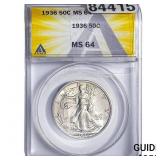 1936 Walking Liberty Half Dollar ANACS MS64