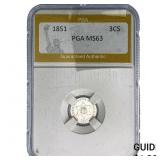 1851 Silver Three Cent PGA MS63
