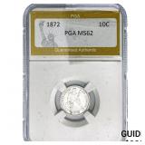 1872 Seated Liberty Dime PGA MS62