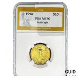 1994 1/4oz $10 Gold Eagle PGA MS70