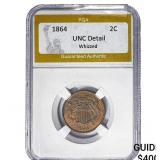 1864 Two Cent Piece PGA UNC Detail Whizzed