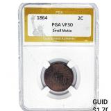 1864 Two Cent Piece PGA VF30 Small Motto