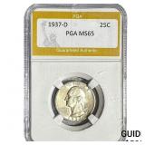 1937-D Washington Silver Quarter PGA MS65