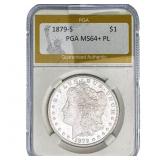 1879-S Morgan Silver Dollar PGA MS64+ PL
