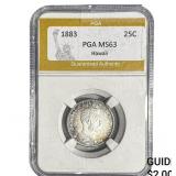 1883 Kingdom of Hawaii Quarter PGA MS63