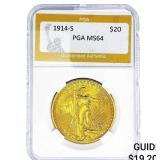 1914-S $20 Gold Double Eagle PGA MS64