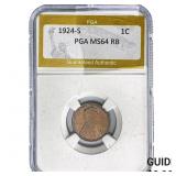 1924-S Wheat Cent PGA MS64 RB