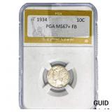 1934 Mercury Silver Dime PGA MS67+ FB