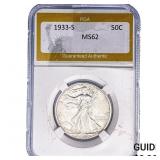 1933-S Walking Liberty Half Dollar PGA MS62