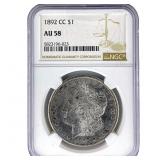 1892-CC Morgan Silver Dollar NGC AU58