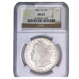1881-CC Morgan Silver Dollar NGC MS63