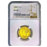 1868-S $5 Gold Half Eagle NHC VF25