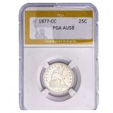 1877-CC Seated Liberty Quarter PGA AU58