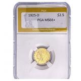 1925-D $2.50 Gold Quarter Eagle PGA MS66+