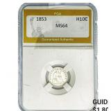 1853 Seated Liberty Half Dime PGA MS64