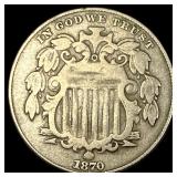 1870 Shield Nickel ABOUT UNCIRCULATED