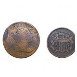 [2 Coins] 1794-1865 2C & Lib. Cap