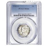 1942-S Jefferson Nickel PCGS MS66
