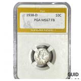 1938-D Mercury Silver Dime PGA MS67 FB