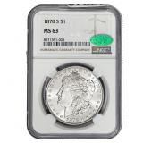 1878-S CAC Morgan Silver Dollar NGC MS63
