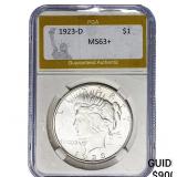 1923-D Silver Peace Dollar PGA MS63+