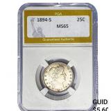 1894-S Barber Quarter PGA MS65