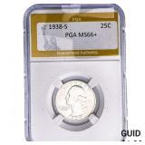 1938-S Washington Silver Quarter PGA MS66+