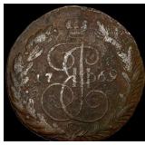 1769 Russia Catherine II Copper 5 Kopecks  NEARLY