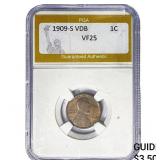 1909-S VDB Wheat Cent PGA VF25