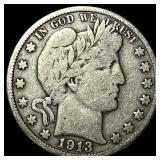 1913-S Silver Barber Half Dollar NICELY CIRCULATED