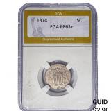 1874 Shield Nickel PGA PR65+