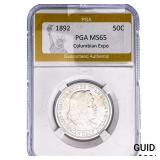 1892 Columbian Expo Half Dollar PGA MS65