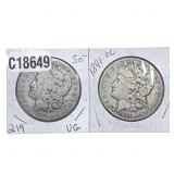 [2 Coins] 1885-1891 Morgan Silver Dollar