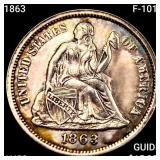 1863 F-101a Seated Liberty Dime CHOICE AU