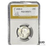 1939-D Washington Silver Quarter PGA MS67+