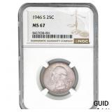 1946-S Washington Silver Quarter NGC MS67