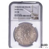 1838 Peru Silver 8 Reales NGC AU58