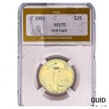 1992 1/2oz $25 Gold Eagle PGA MS70