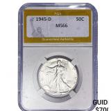 1945-D Walking Liberty Half Dollar PGA MS66