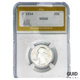 1934 Washington Silver Quarter PGA MS66